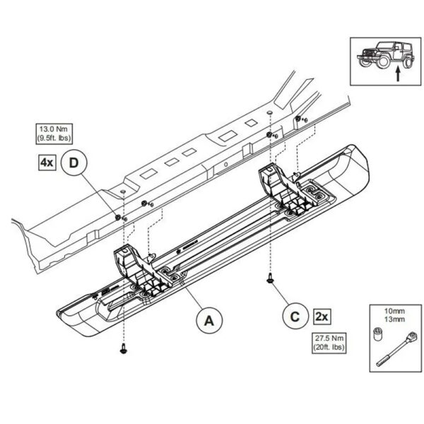 Second image of JEEP WRANGLER JL გვერდითი საფეხურები
